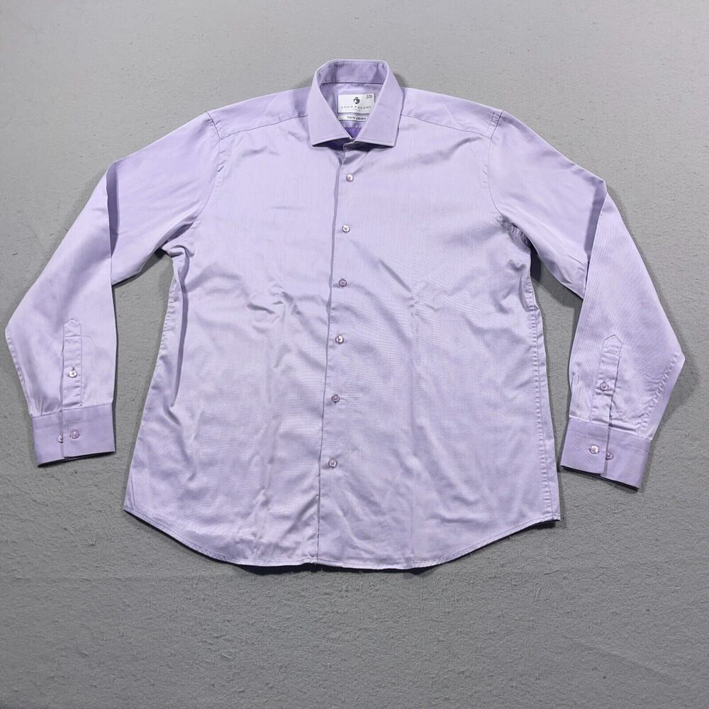 Luca Faloni Shirt Men Size XXL Purple Lilac Made in Italy Non‎ Iron Preppy